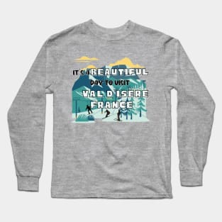 Travel to beautiful Val d’Isère in France. Gift ideas for the travel enthusiast available on t-shirts, stickers, mugs, and phone cases, among other things. Long Sleeve T-Shirt